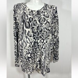 NWT Merona Animal Print Ultimate Cardigan Black White Lightweight Stretch Sz 4X